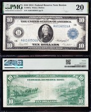 VERY NICE Bold & Crisp VF 1914 $10 BOSTON FRN Note! PMG 20! FREE SHIP! 48504A