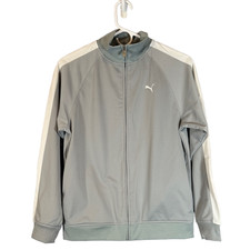 Puma Gray High Neck Full Zip Athletic Casual Track Jacket Boys Sz M