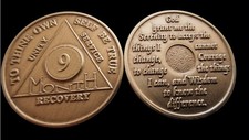 Brand New Alcoholics AA Anonymous 9 Months Sober Coin Medallion Token