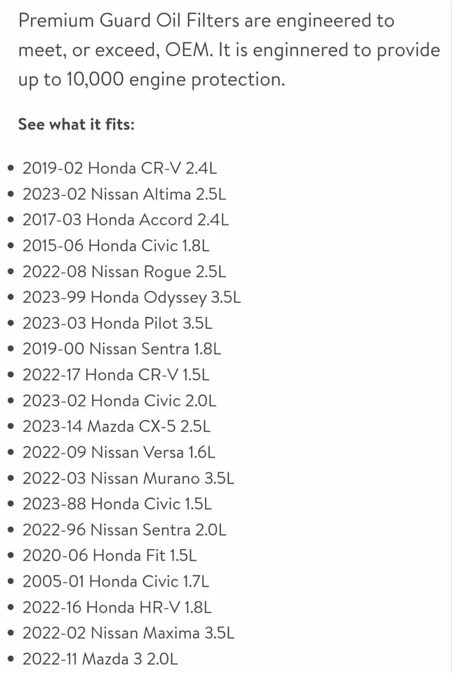 Filtro de aceite de motor - Filtro de aceite de vida estándar Premium Guard PG4612 Foto 2 de 4