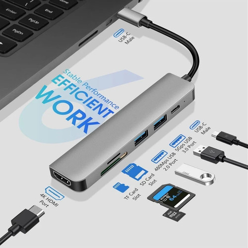 USB C Hub Type C to HDMI SD Multiport Card Reader Adapter Macbook 4K USB 3.0 UK - Afbeelding 6 van 6