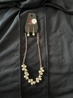 Earrings And Necklase Set With metal Chain And Faux Pearls And Clear Crystals — photo 1