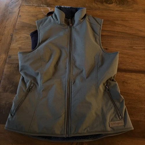 Noble Outfitters Canvas Fleece Lined vest sz Medium dark Olive/brown Full Zip - product listing photo