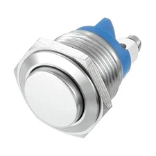 Latching Metal Push Button Switch 16mm 1NO SPST Silver, High Round Head, 1pcs