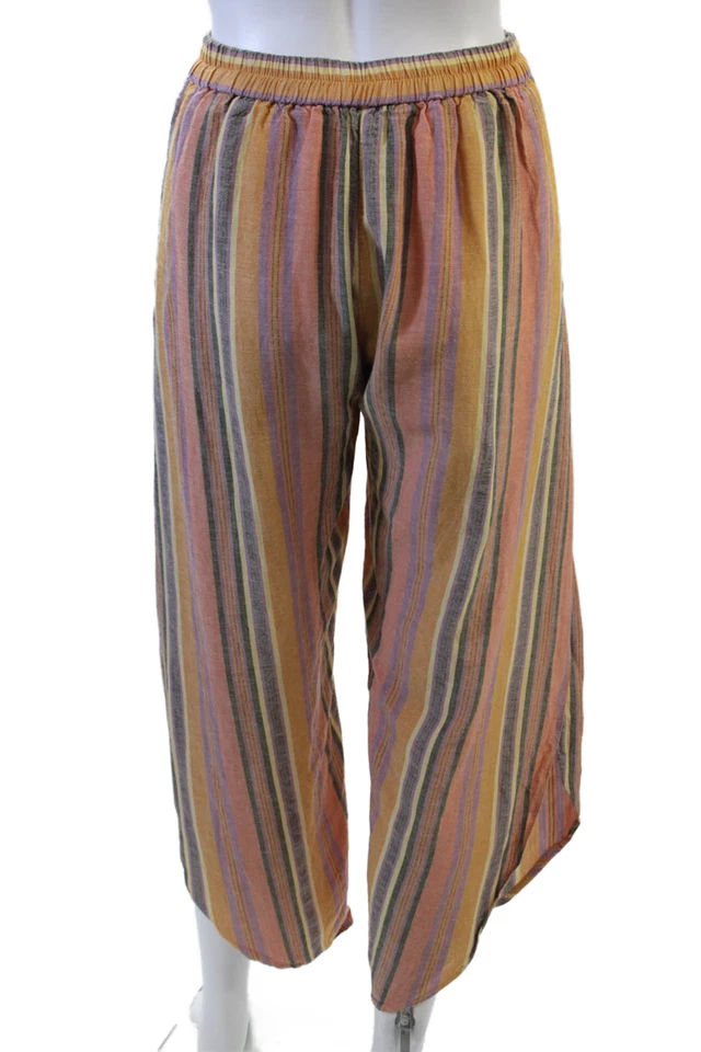 Pantalones informales sin cordones Drew para mujer con estampado de rayas de pierna recta multicolor talla XS Foto 3 de 4