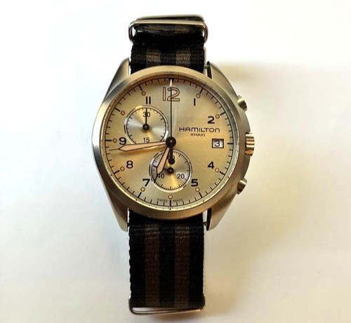 Hamilton Khaki Pilot Pioneer H765520 Men's Watch Beige Dial Analog Quartz 41mm