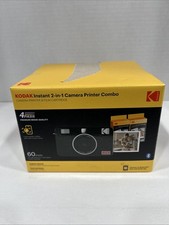 Kodak Instant 2-in-1 Camera Printer Combo Black 4PASS Prints Up To 60 Photos NEW