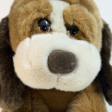 Vintage Russ Berrie Baxter Bashful Basset Hound Plush 873 Brown White Dog 12"