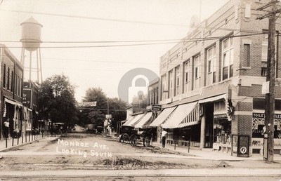 Street View Monroe Ave., Looking S., Plymouth MI RPPC Photo Postcard COPY