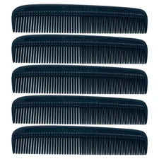 GENTS (5 Pack) Pocket Comb Black Unbreakable Round Teeth Course Fine Pocket Bear