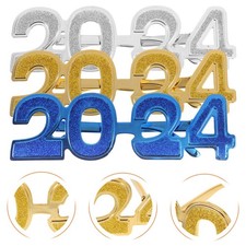 3pcs Party 2024 Year Glasses Eyeglasses Photo Booth Prop 2024 New Year's Eve