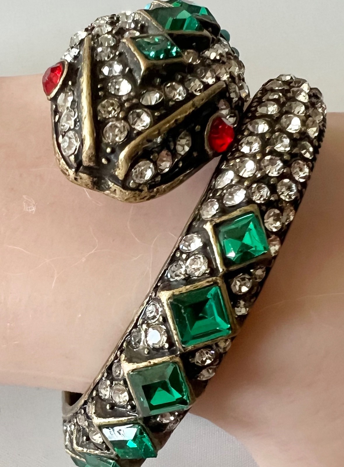 SNAKE Serpent Hinged Bracelet ruby turquoise KJL … - image 7