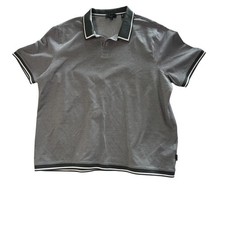 Ted Baker Affric Polo Shirt Mens 7 XXL Dark Green Geometric Cotton Excellent