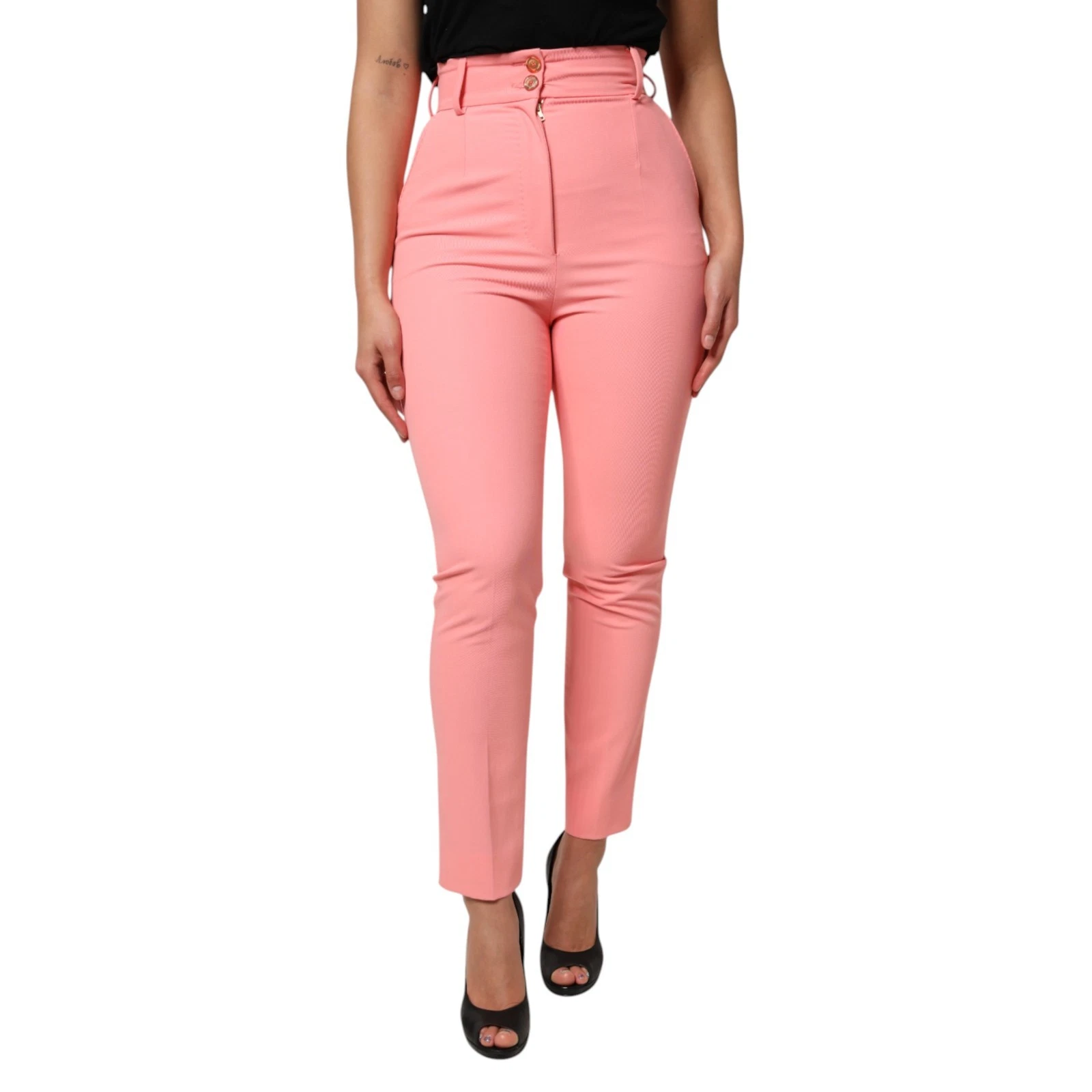 DOLCE & GABBANA Pants Pink High Waist Dress Tapered Trouser IT42/US8/M 1020usd