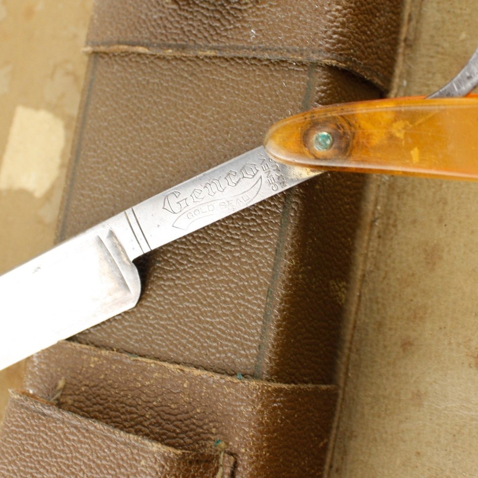Vintage Genco Gold Seal Straight Razor with A.C. Penn Leather Case ...