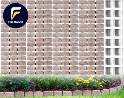 Faux Stone Garden Edging Border with Anchoring Spikes 91Ft Brown FREE SHIPPING