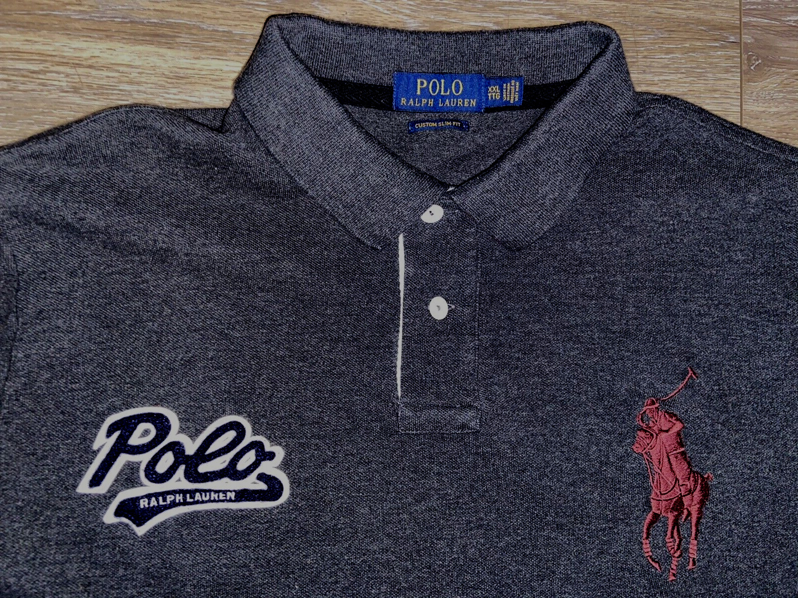 Polo Ralph Lauren Blue Varsity Script Letter Polo Shi… Gem