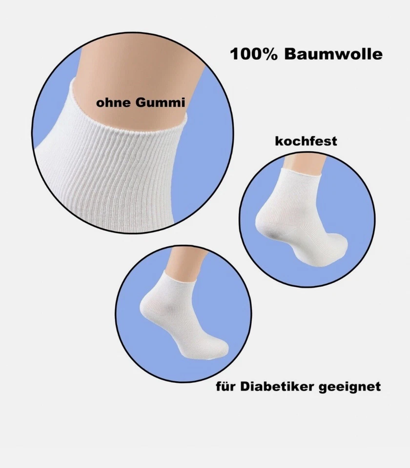 Arzt /Diabetiker/ Gesundheitssocken ohne Gummi 100% Baumwolle Kurzsocke Gr.35-50 - Bild 2 von 3