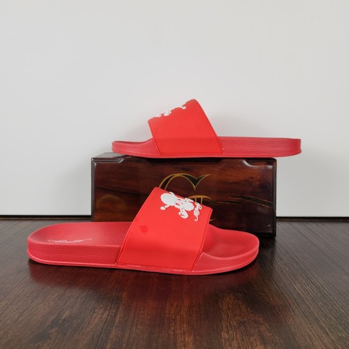Ed Hardy Slides Darkness Skull Logo EH9041F in Red Men's Size 13 New WOT - Picture 2 of 13
