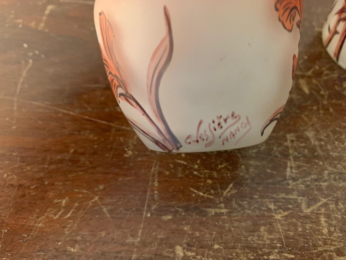 Set Of 2 Vases And 1 Glass Signed Vessière Nancy (Price For 3) | eBay