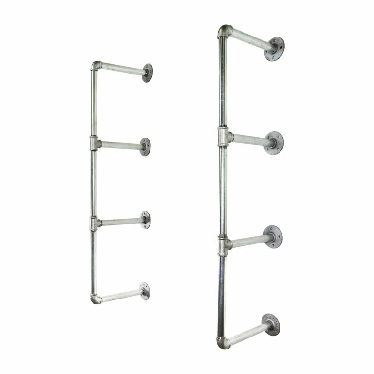 Shelving Unit Display Industrial Tiered Silver Steel Pipe Steampunk Rustic Style