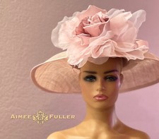Kentucky Derby Hat Dusty Pink Rose Royal Ascot Bridal Melbourne Cup Del Mar Hat
