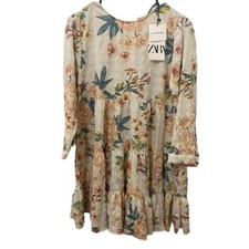 New ZARA The Sharon Floral Tiered Mini Dress Size Small