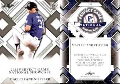 MACLELLAND STIFFLER  1st EVER PRINTED 2023  LEAF PERFECT GAME ROOKIE CARD #229