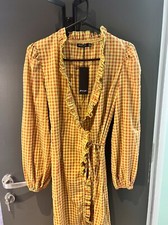 Check Print Ruffle Wrap Mini Tea Dress