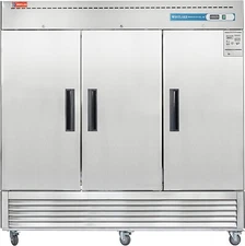 82'W Stainless Steel Commercial Reach In Refrigerator, Cooler 3 -Door 72 Cu.ft
