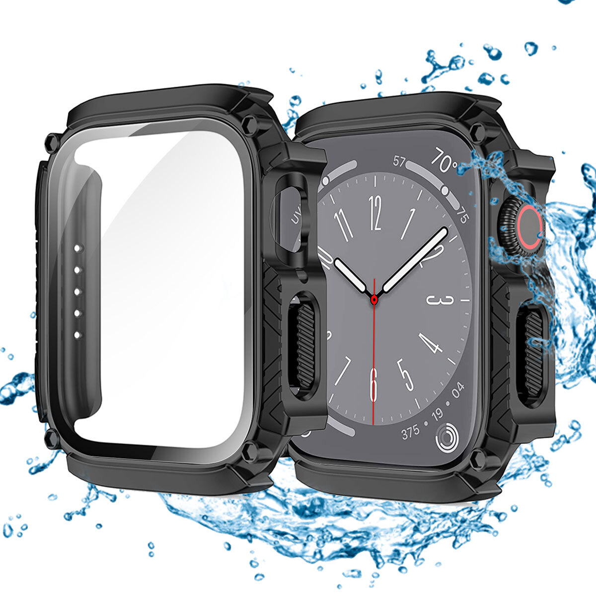 Case Cover For Apple Watch Series 9/8/7/Ultra 2 Tempered Glass Screen Protector