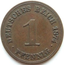 Coin German Empire Empire 1 Pfennig 1874 B in Extremely fine