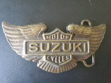 Vintage 1970s Suzuki Motorcycles Aged Brass Eagle Wings Belt Buckle