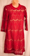 women's dressy all lace deep red muse dress size 4 long sleeves brand new