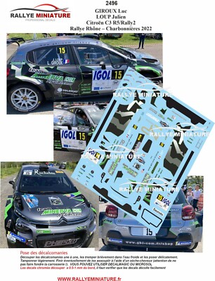 Planche De Décalcomanies 1/43 Pour Citroën C3 Rallye Giroux - Rallye Lyon-Charbonnières 2023 - Neuf