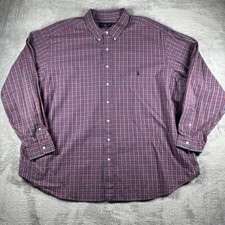 Ralph Lauren Shirt Mens 4XB Big Red Plaid Button Down Casual Preppy Oxford Pony