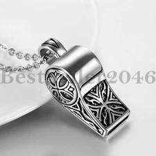 Men Women Stainless Steel Whistle Charm Decoration Pendant Necklace 22" Chain