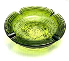 VTG 1960's Anchor Hocking Soreno Birds Nest Green Glass Ashtray Thick Heavy 6"