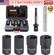 Lug Nut Remover Tool Wheel Lock Removal Kit Nuts Screws Bolts 1/2 Drive Impact