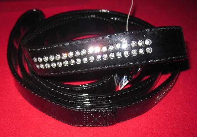 East Side Collection Jewel Correa de charol negro con tachuelas de plomo 6' x 1" Nueva Foto 3 de 4