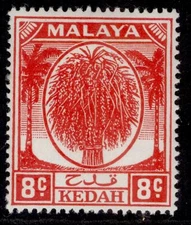 MALAYSIA - Kedah GVI SG81, 8c scarlet, NH MINT.