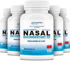 Puregen Labs Nasal Decongestant PE 5 Pack - 500 Tablets
