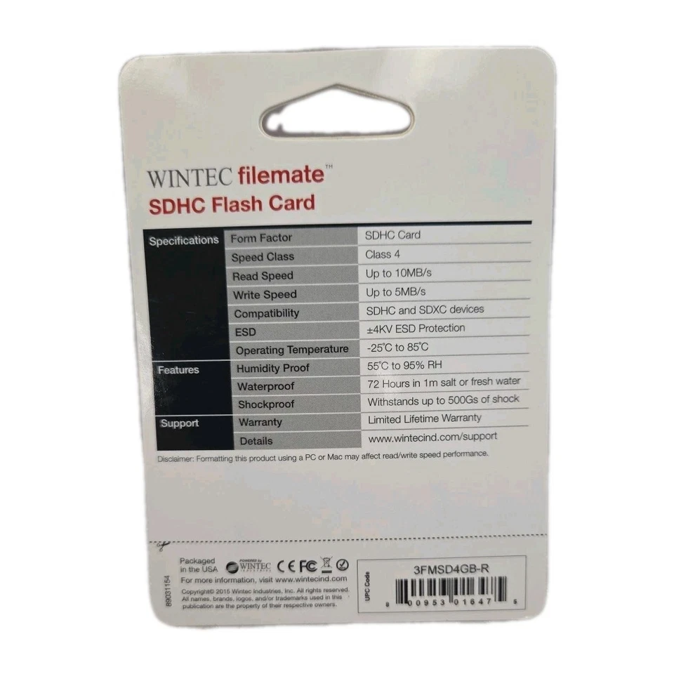 (100 PCS) Wintec Filemate 4 GB Class 4 Secure Digital SDHC Card (3FMSD4GB-R) - Image 3 of 4