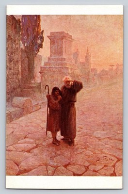 Vintage Jan Styka Postcard In the Via Appia Printed in Paris