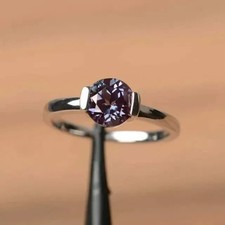 Lab Created Alexandrite 2CT Round Cut Solitaire Wedding Ring White Gold Plated