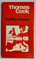 TRAVEL 1983 RAIL MAP OF EUROPE Railroad Thomas Cook Includes East Europe Berlin