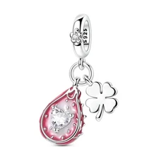 MULA European 925 Sterling Silver Charm Dragon Fruit Clover Pendant For Bracelet
