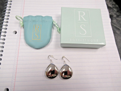 Ross Simons 925 Sterling Silver Puffy Earrings With Original Box & Pouch Nice!