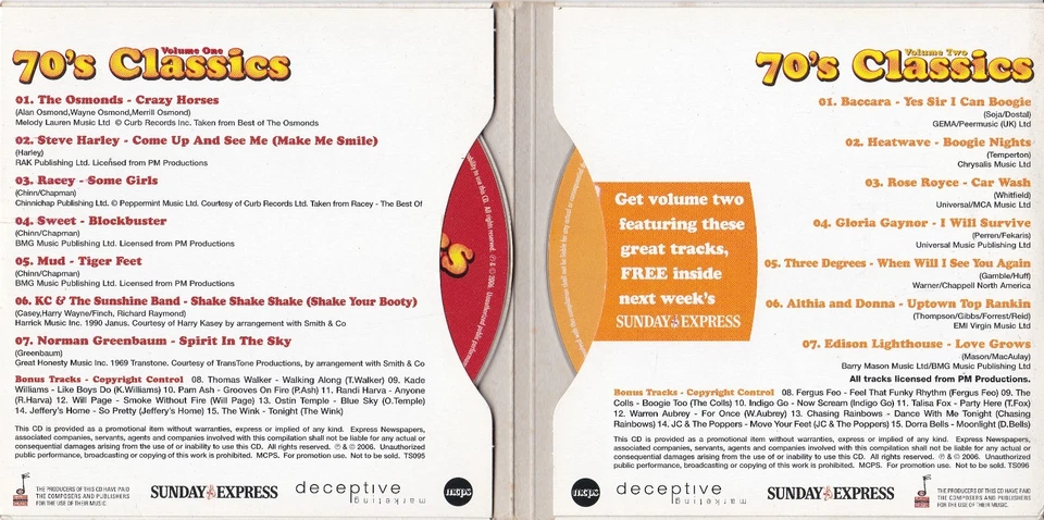 70's CLASSICS ( SUNDAY EXPRESS Newspaper Double Album ) - Bild 2 von 3