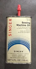 Vintage 1960's Singer Sewing Machine Oil Tin Can 4oz  Full Handy Oiler